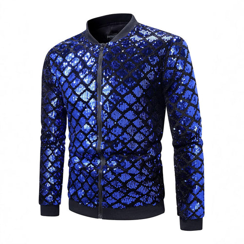 Herren glitzernde Bomberjacke mit edlem Strassdesign Echoarchiv