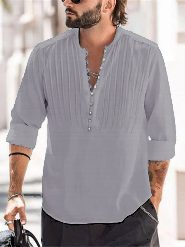 Herren Elegantes Button-Down Plisseehemd Echoarchiv