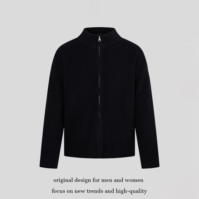 Damen Grobstrick-Zipjacke mit Stehkragen und oversized Passform Echoarchiv