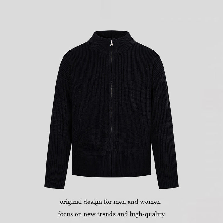 Damen Grobstrick-Zipjacke mit Stehkragen und oversized Passform Echoarchiv