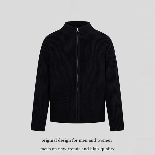 Damen Grobstrick-Zipjacke mit Stehkragen und oversized Passform Echoarchiv