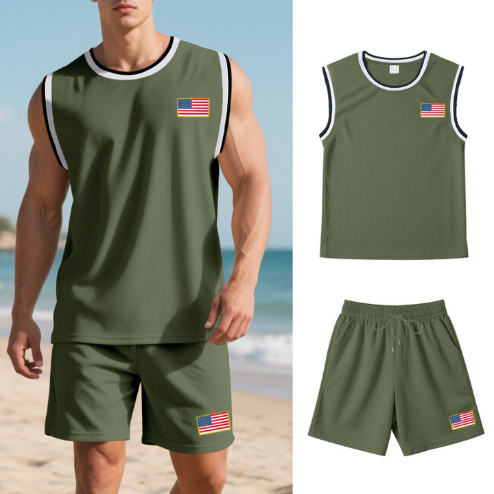 Herren Sportanzug mit ärmellosem Oberteil und Shorts Echoarchiv
