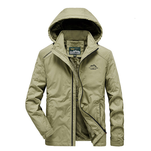 Herren Outdoorjacke mit Plüsch-Innenfutter, verstellbarer Kapuze und winddichter Front Echo Archiv