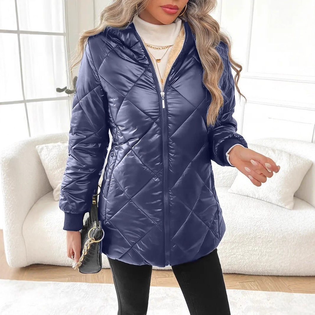 Damen Steppjacke mit Teddyfutter und Kapuze – Célinea