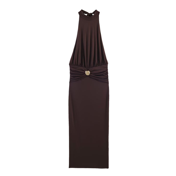 Damen Maxikleid mit schickem Halterneck und dekorativer Drapierung Echo Archiv