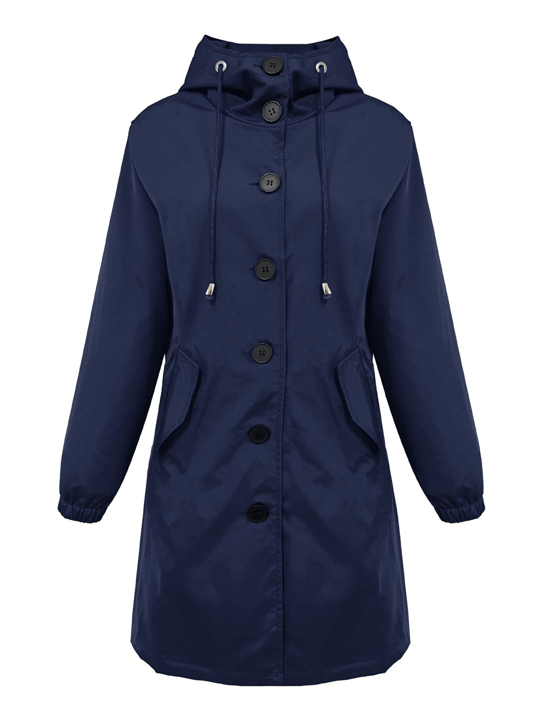 Damen nan leichter Regenparka mit Kapuze, überlanger Knopfleiste, Tunnelzug und aufgesetzten Taschen Echo Archiv