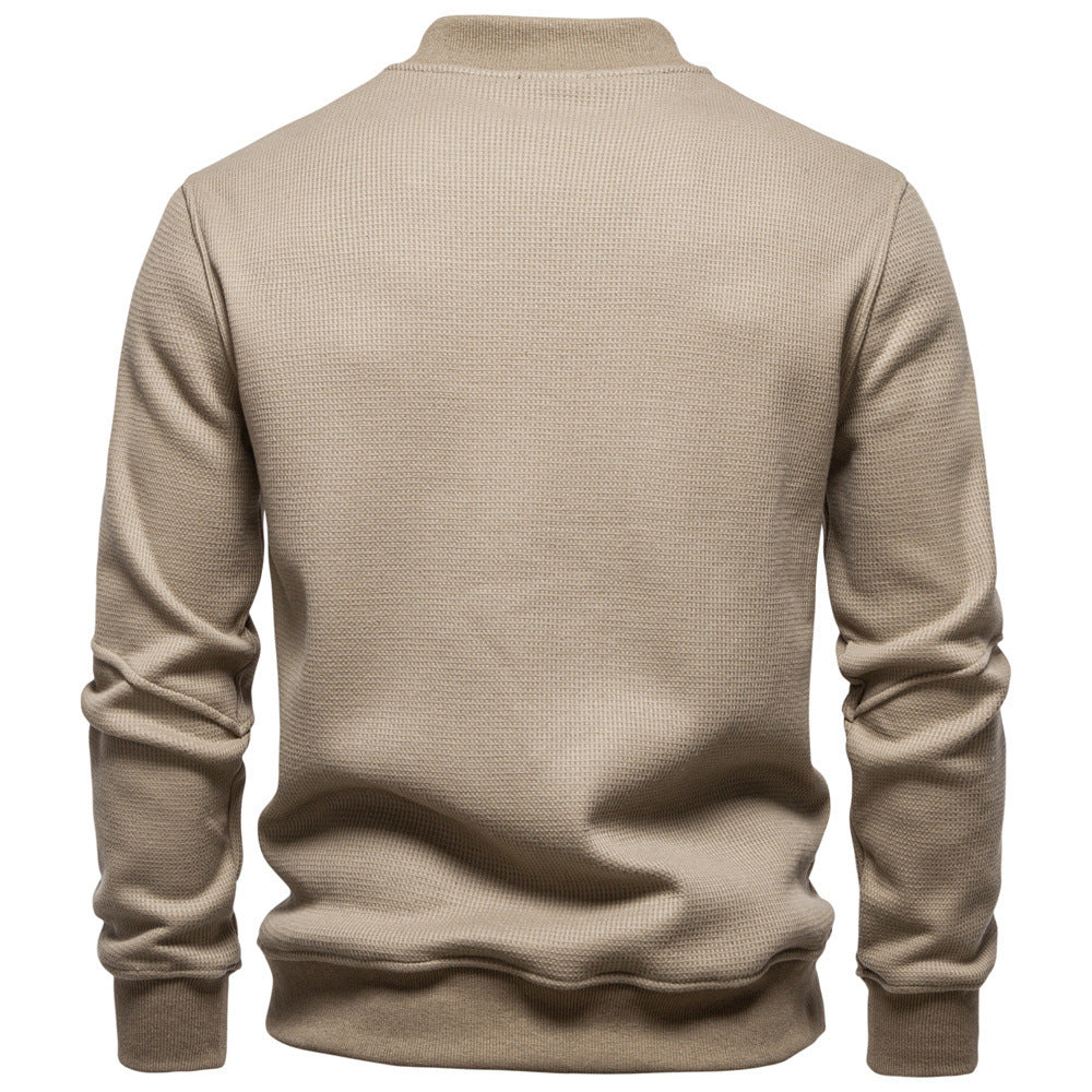 Herren nan Waffelstruktur-Henley-Pullover mit kurzem Druckknopfverschluss und Rippbündchen Echo Archiv