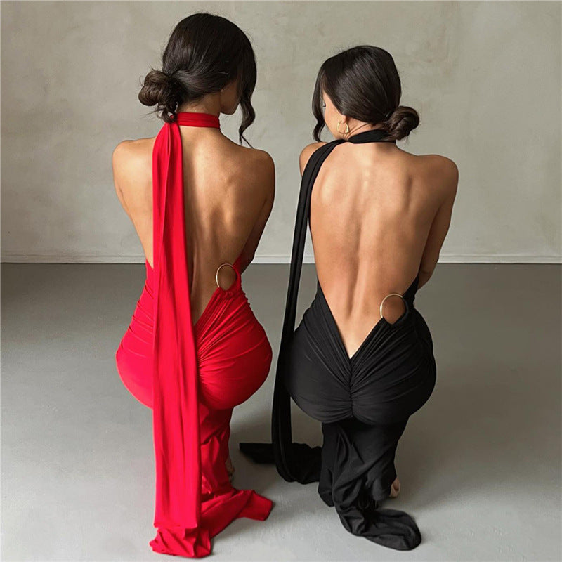Damen Elegantes bodenlanges One-Shoulder Kleid Echo Archiv