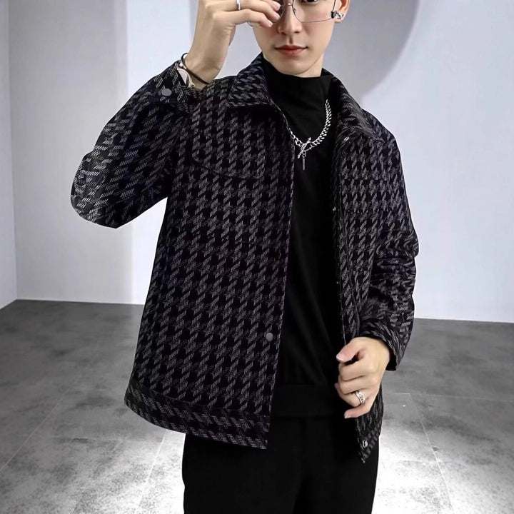 Herren Modische Houndstooth-Jacke Echoarchiv