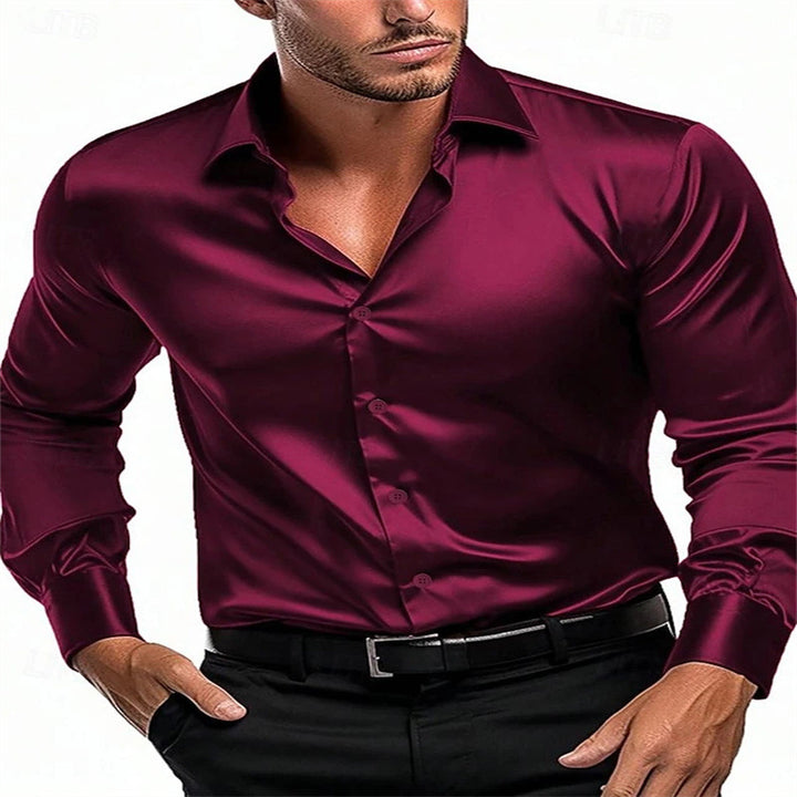 Herren Satin-Hemd mit klassischem Kragen Echoarchiv