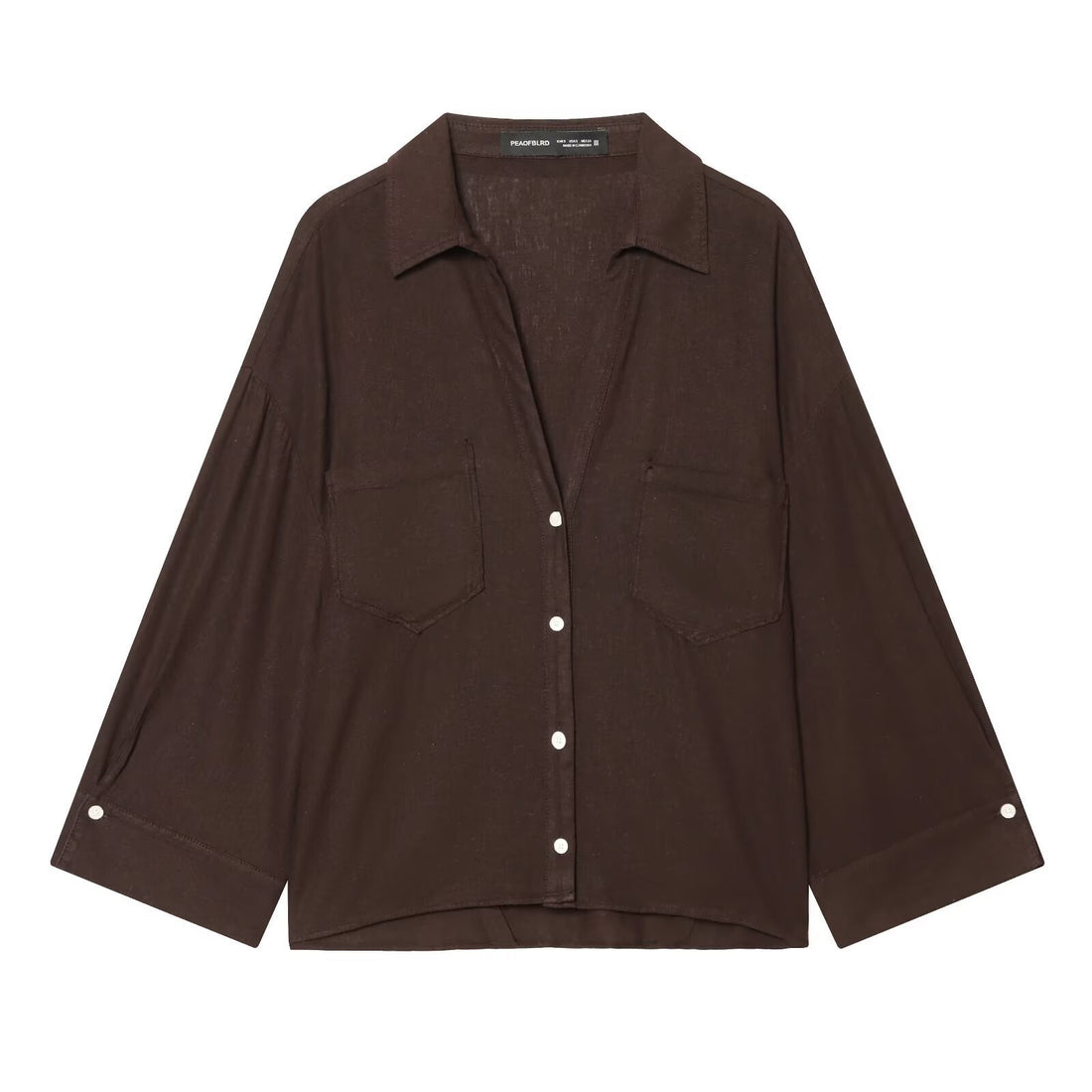 Damen Oversized Hemdbluse aus leichter Baumwollmischung mit Streifenmuster und dreiviertelärmeln Echo Archiv