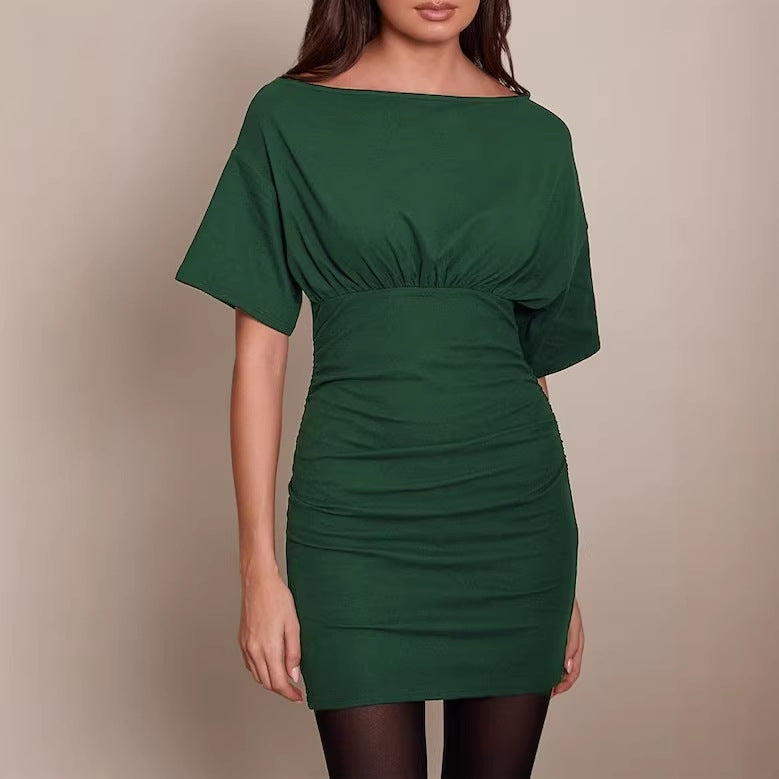 Damen figurbetontes Wickelkleid mit Raffungen und weiten Ärmeln Echo Archiv