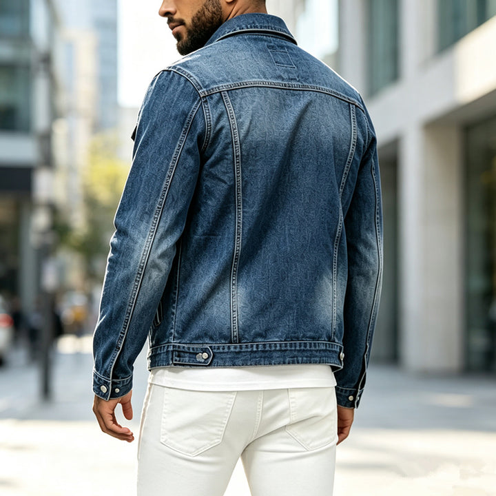 Herren Modische Jeansjacke mit Destroyed-Details Echoarchiv