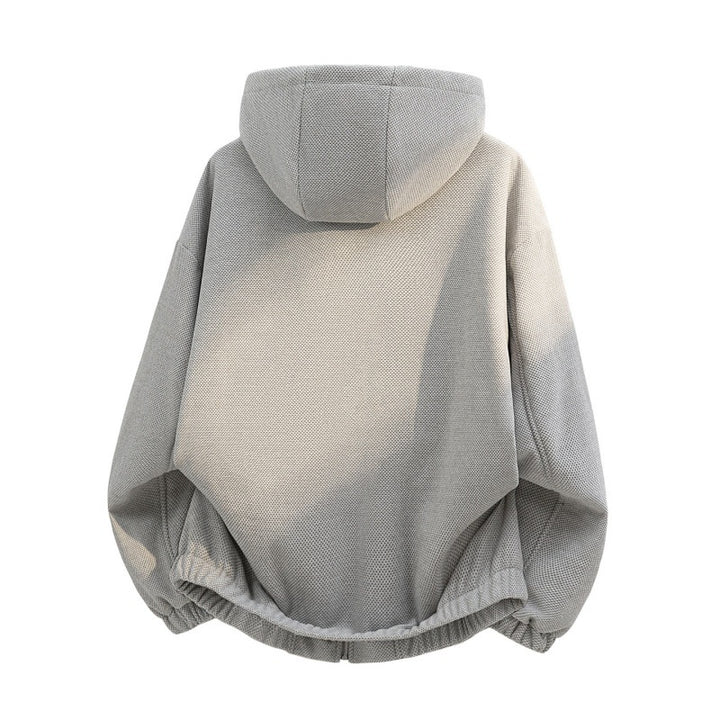 Damen Oversized Fleecejacke mit Kapuze und karierter Innenverkleidung – Célinea