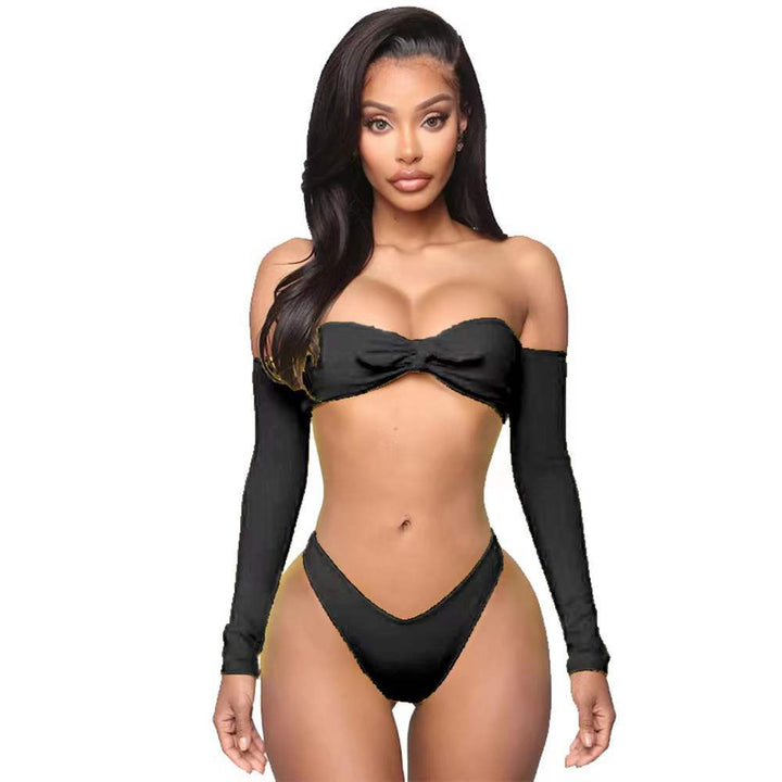 Damen Bikini-Set mit abnehmbaren Ärmeln und raffiniertem Knoten-Detail Echo Archiv