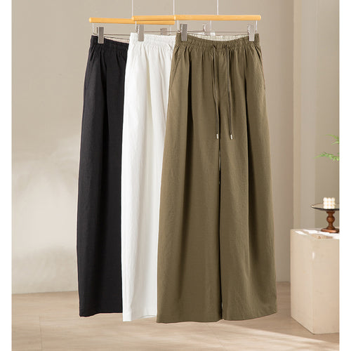 Damen Weite Tunnelzug-Hose mit Elastikbund, geradem Bein und Eingrifftaschen Echoarchiv