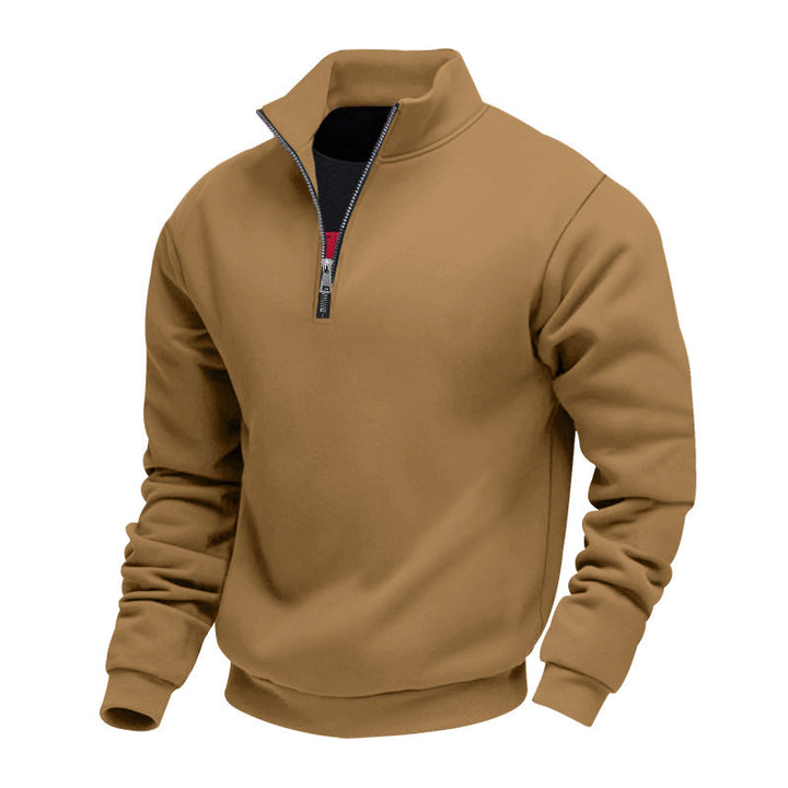 Herren leichter Fleecepullover mit Stehkragen und halblangem Reißverschluss – Marzano