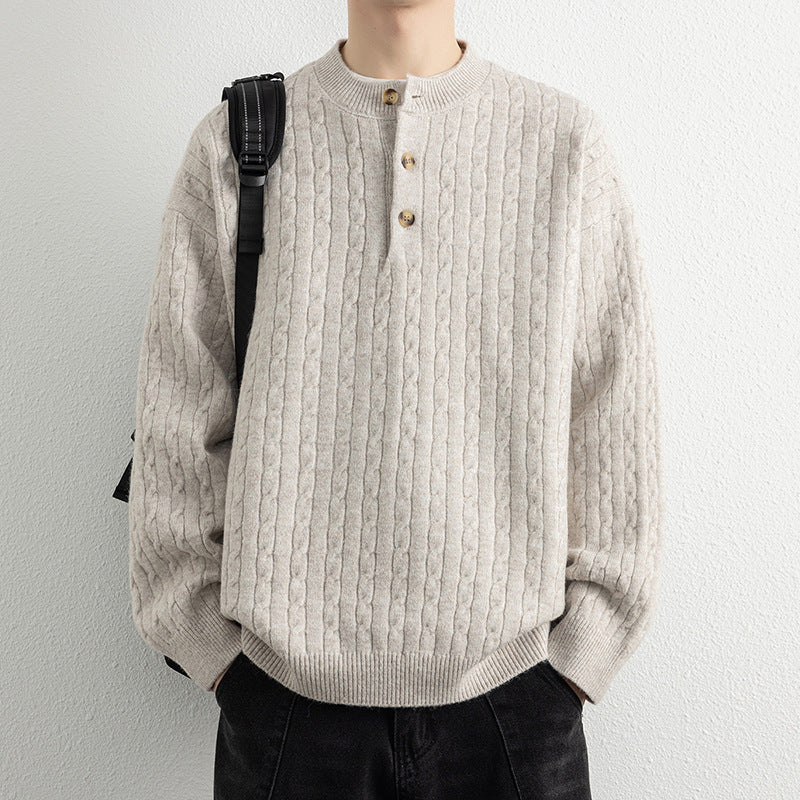 Herren Strickpullover mit Knopfdetails und strukturierter Oberfläche Echoarchiv