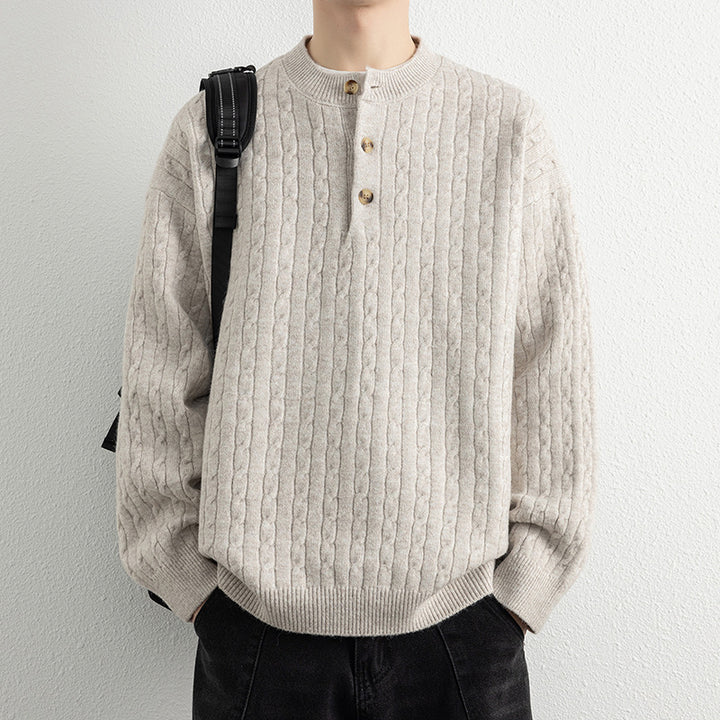 Herren Strickpullover mit Knopfdetails und strukturierter Oberfläche Echoarchiv