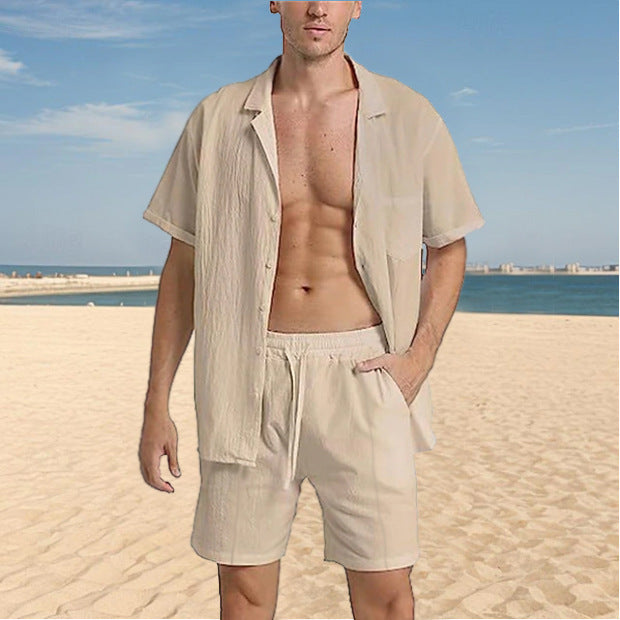 Herren Kurzarmhemd und Shorts Set aus atmungsaktiver Baumwolle Echoarchiv