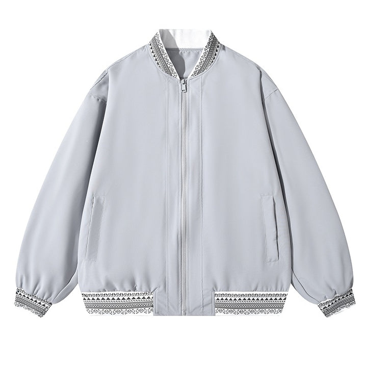 Damen Oversize Bomberjacke mit folklorischen Stickborden Echoarchiv