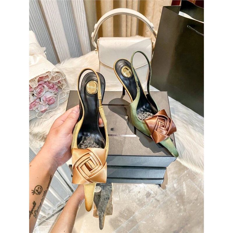 Damen spitze Slingback-Stilettos mit Satin-Rosenapplikation Echo Archiv