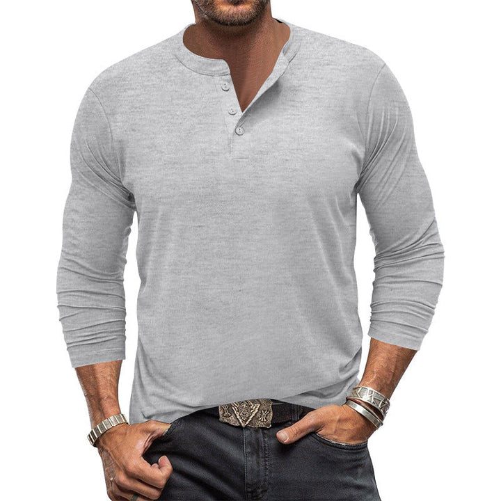 Herren Langarm-Henley-Shirt mit praktischem Knopfdesign Echoarchiv