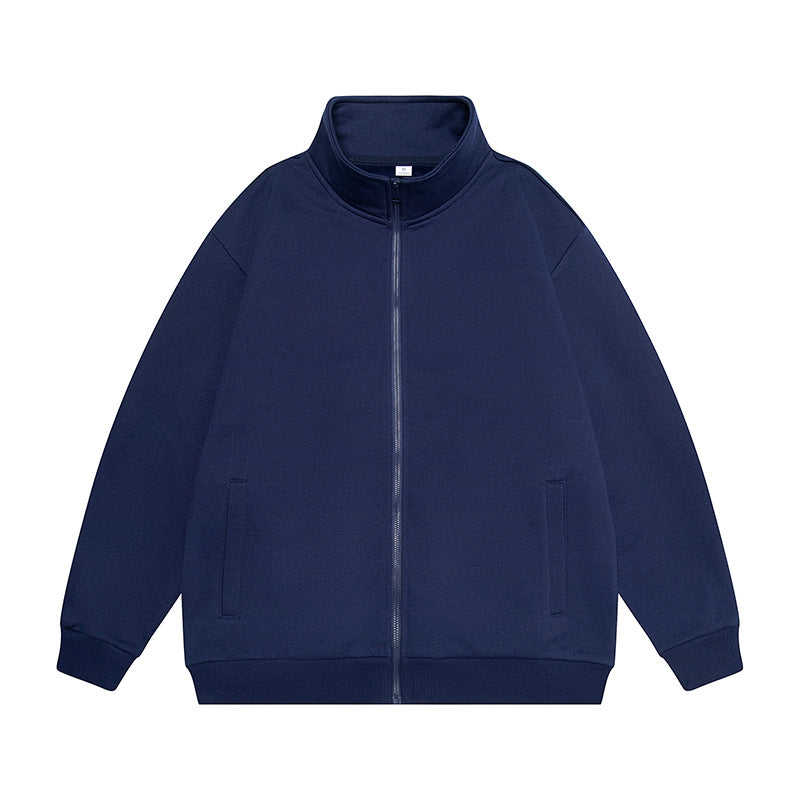 Herren Oversize Sweatjacke mit Stehkragen, durchgehendem Reißverschluss und geripptem Saum Echo Archiv