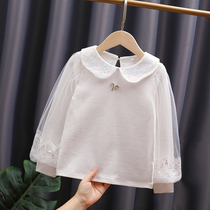 Mädchen Sweatshirt mit eleganten Tüllärmeln und auffälligem Kragen Echo Archiv