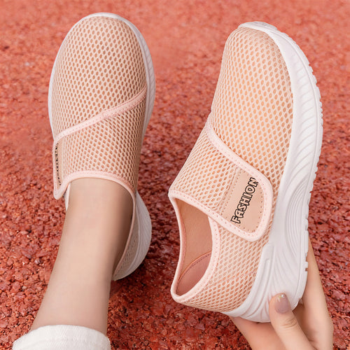 Damen Atmungsaktive Slip-On Mesh-Sneaker mit Klettverschluss Echoarchiv