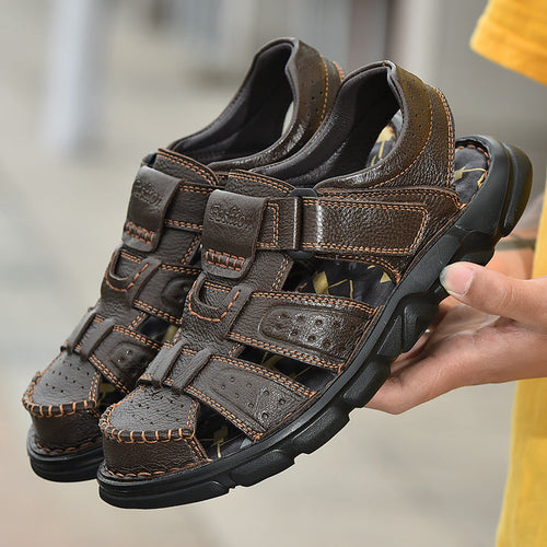 Herren Ledersandalen mit verstellbarem Klettverschluss und rutschfester Sohle Echoarchiv