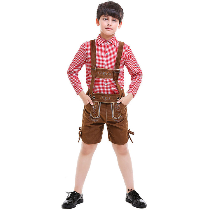Unisex nan traditionelle Kinderlederhose mit verstellbaren Trägern und feiner Stickerei Echo Archiv