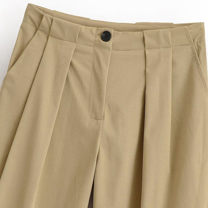 Damen Weite High Waist Hose mit Bundfalten, Bügelfalte und Eingrifftaschen Echo Archiv