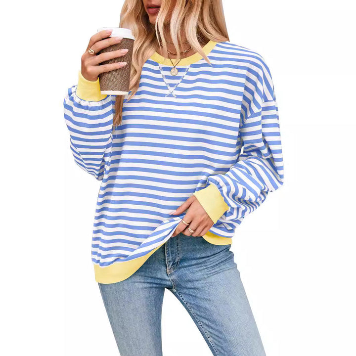 Damen Lässiger Sweatshirt mit bunten Streifen und weitem Schnitt – Avérine