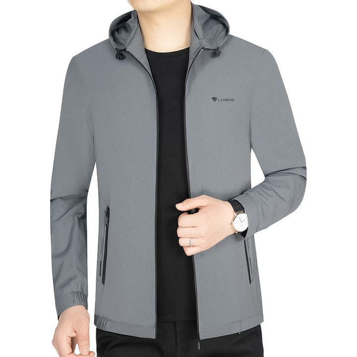 Herren Leichte Softshell-Funktionsjacke mit Kapuze wasserabweisend atmungsaktiv – Taviero