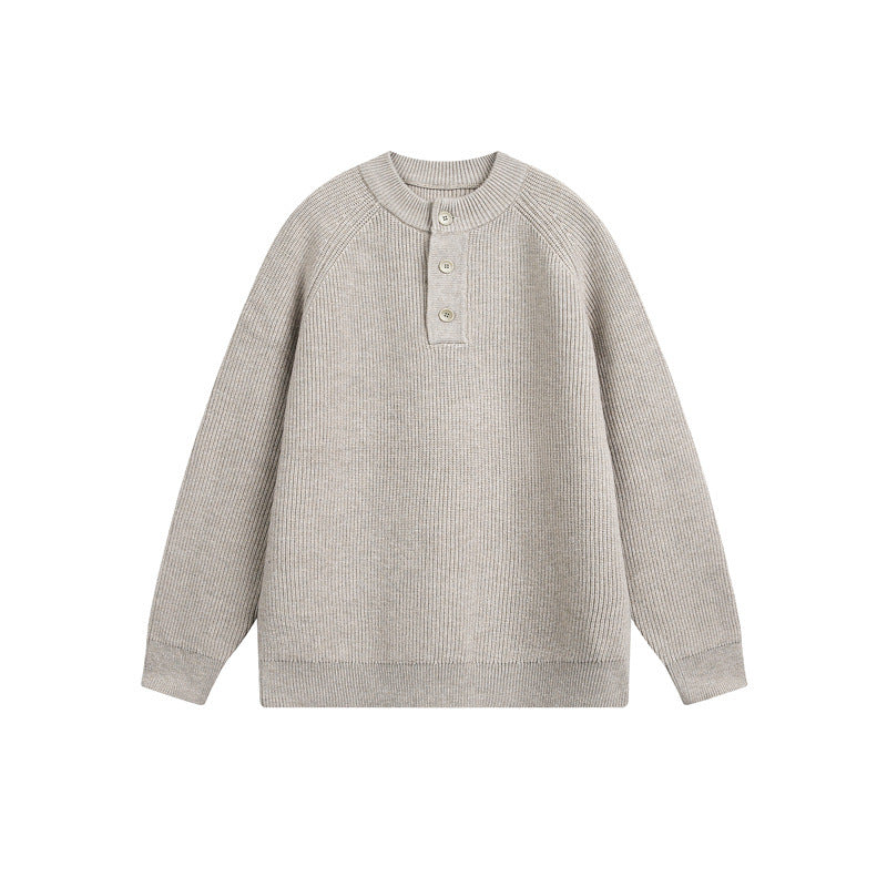 Unisex Rippsweater mit Henley-Knopfleiste und Raglanärmeln Echoarchiv