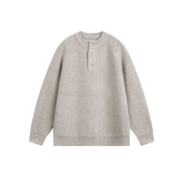 Unisex Rippsweater mit Henley-Knopfleiste und Raglanärmeln Echoarchiv