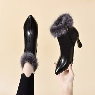 Damen Elegante Stiefeletten mit Fellkragen Echo Archiv