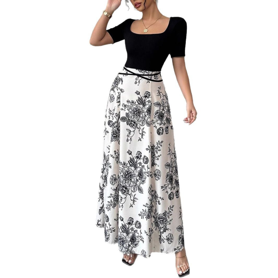 Damen Hochtaillierter Maxirock mit floralem Print und ausgestelltem Schnitt – Avérine
