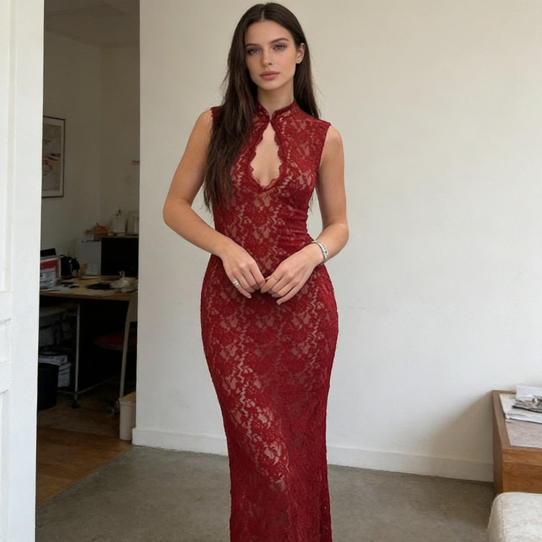 Damen Abendkleid mit Spitzenapplikation Echo Archiv