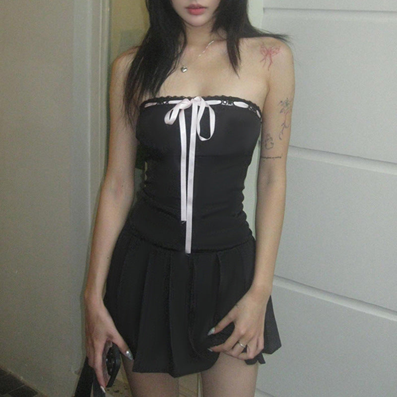 Damen Trägerkleid mit elegantem Spitzendetail und schwingendem Rock Echo Archiv