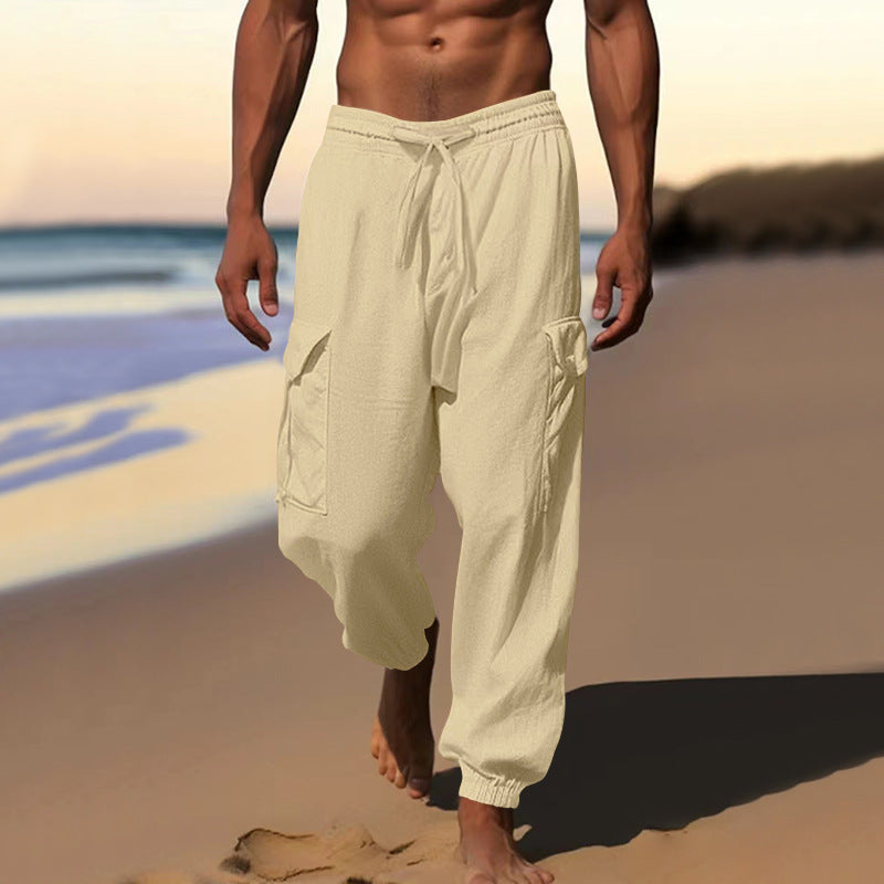 Herren lässige Cargo-Hose mit verstellbarem Bund und praktischen Seitentaschen Echoarchiv