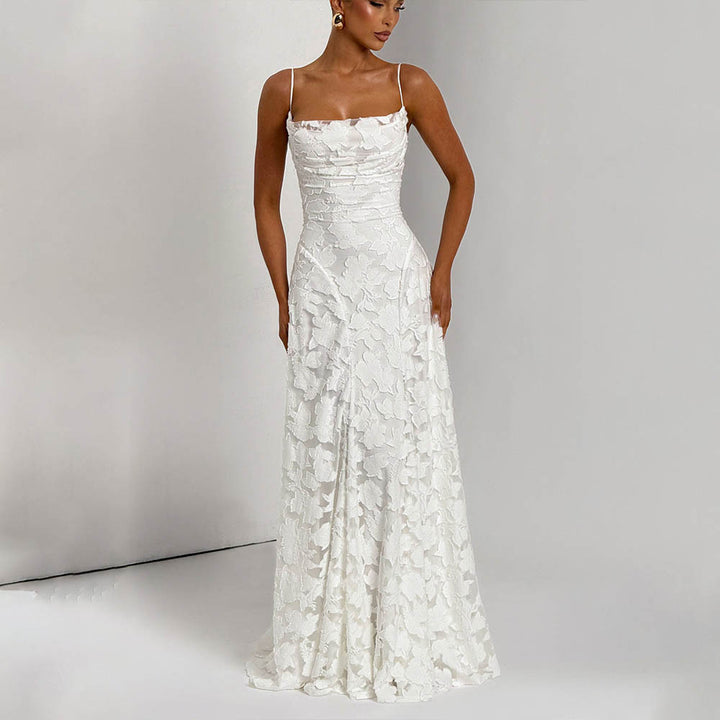 Damen Maxikleid mit floralem Spitzenmuster und schwingendem Rock Echo Archiv