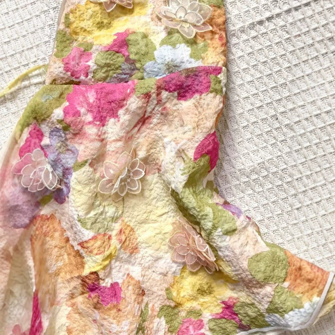Damen Verspielt bedrucktes Chiffon-Oberteil Echo Archiv