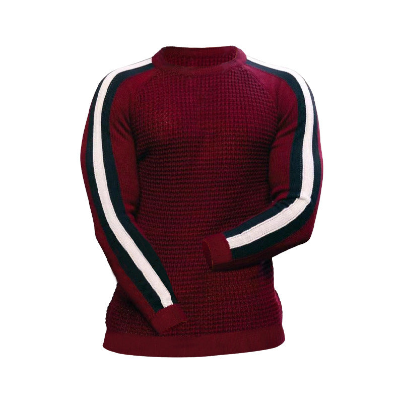 Herren modischer Strickpullover mit raffinierten Kontraststreifen Echoarchiv
