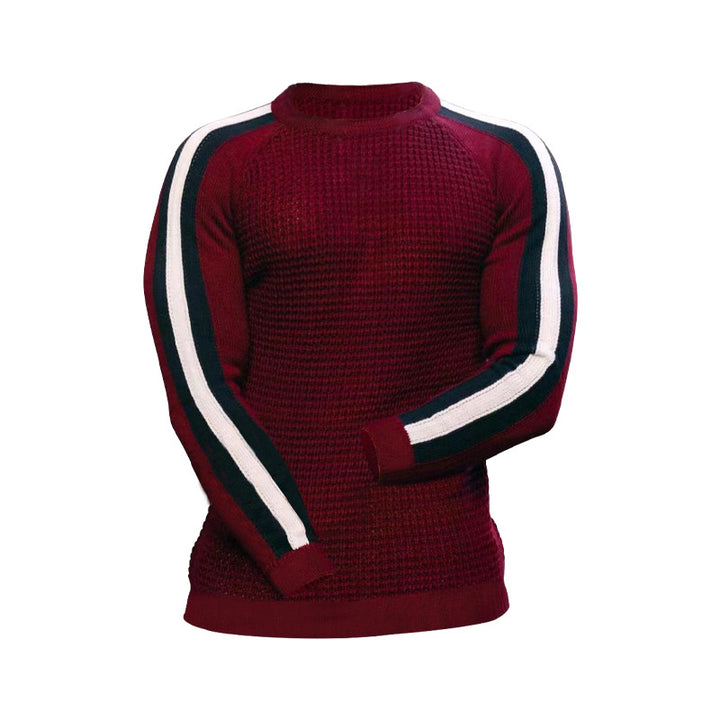 Herren modischer Strickpullover mit raffinierten Kontraststreifen Echoarchiv