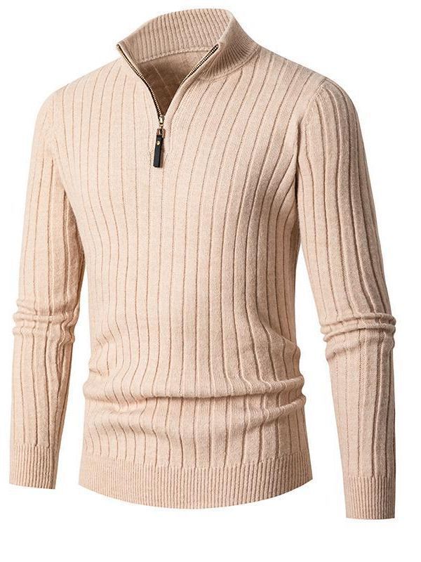 Herren Pullover mit Stehkragen und strukturiertem Rippdesign Echoarchiv