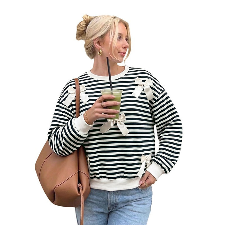 Damen Gestreifter Pullover mit Schleifendetails Echo Archiv