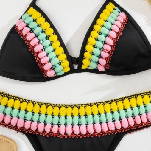 Damen Triangel-Bikini mit farbenfrohen Quasten Echo Archiv