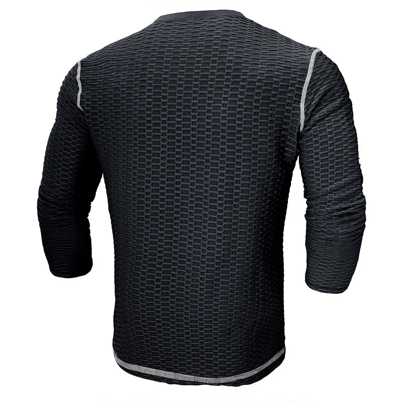 Herren Langarm-Henley Shirt mit strukturiertem Design Echoarchiv